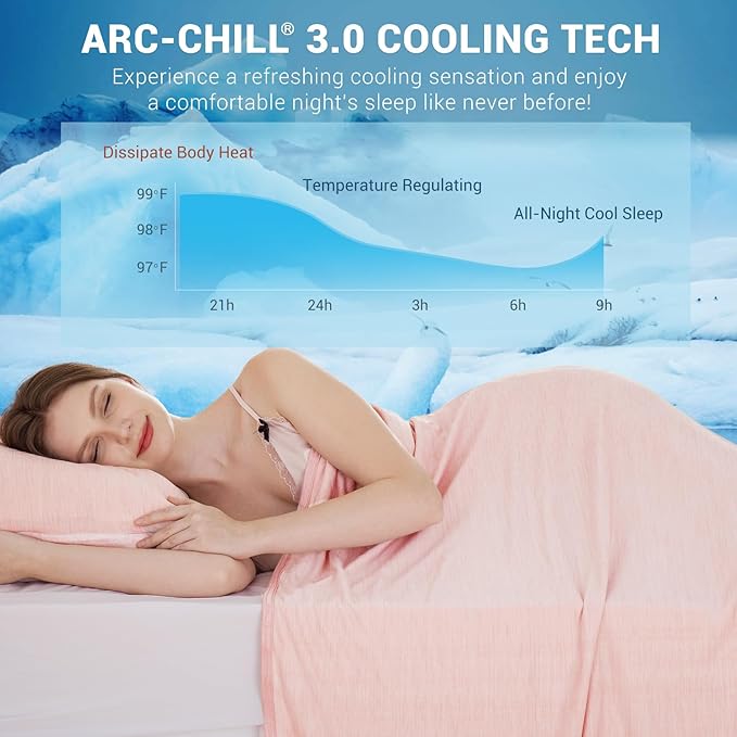Elegear Arc-Chill 3.0 Cooling Blanket for Hot Sleepers, Twin Size, Pink | Q-Max>0.5 Cooling Fabric, Absorbs Heat to Keep Body Cool, Breathable Summer Blankets for Night Sweats & Menopause, 59"x79"