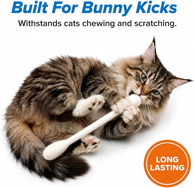 Glaciart One XXL Swabs Cat Toys with Catnip - 2 Pk | Durable for Chew, Cute Cat Toys Interactive Kitty for Boredom, Exercise, & Play | Filled w/Organic Catnip for Anxiety & as Digestive Aid