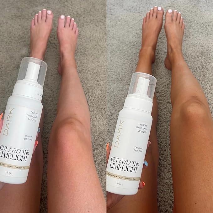 Tanning Starter Pack: Dark Sunless Tanning Mousse + Applicator Mitts.