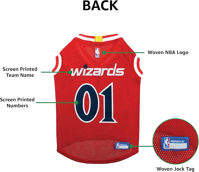 Pets First NBA WASHINGTON WIZARDS DOG Jersey, X-Large - Tank Top Basketball Pet Jersey