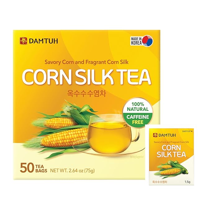 Damtuh Korean Corn Silk Tea, Corn Tea Bags, Caffeine-Free Herbal Tea, 50 Bags