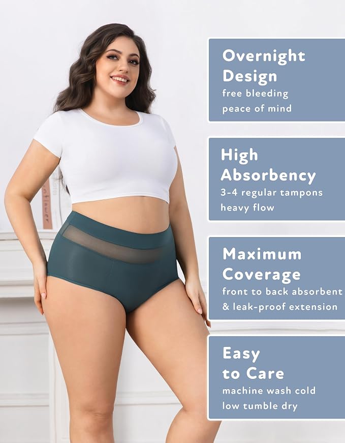 Goat Union Overnight Period Underwear for Women Heavy Flow, Leakproof Menstrual Panties Full Coverage