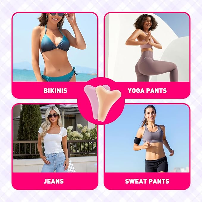 Pacify 8 Pack Silicone Clothing Liners - Reusable Y-Shape Seamless Concealer Pads for Women's Activewear & Swimwear