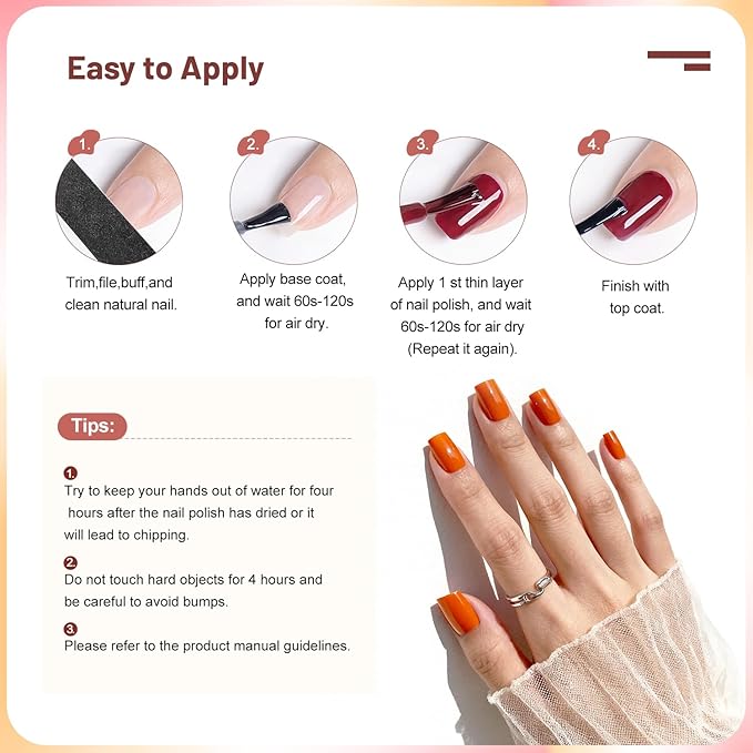Autumn Maple Leaf Nail Polish Set -12 Colors Orange Purple Yellow Nude Pink Nail Polish Set With Base Coat and Top Coat Quick Dry Long Lasting Color Nail Polish for Holiday Gift Giving 5ML