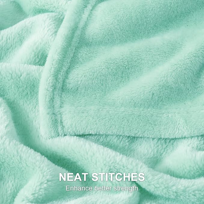 Hansleep Queen Mint Green Fleece Blanket, Soft Flannel Bed Blanket | Fuzzy Cozy Blanket 90x90 Inches, Multi-use for Bed, Sofa, Couch, Travel, Camping, All Season Warm Lightweight Cover