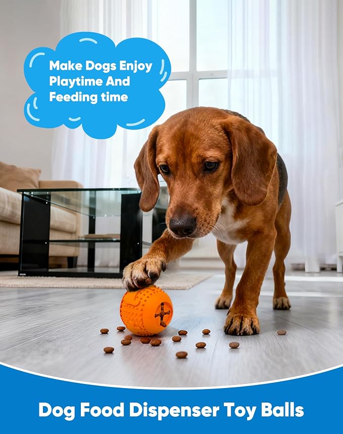 Deeow Rubber Dog Chew Toy Ball, Puzzle Feeder Pet Toy -3'' Red