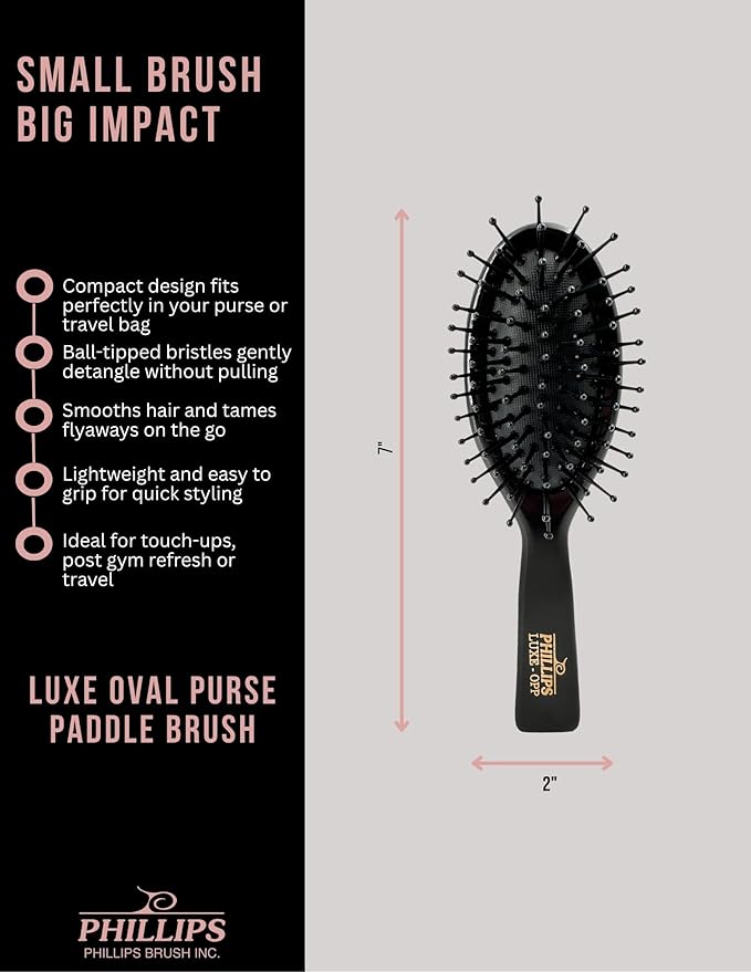 Phillips Brush Luxe Square Paddle Petite Sized Hair Brush, Sleek Black Color with Gold Accents – 7 inch Detangler Paddle Brush from the Luxe Series by Phillips Brush