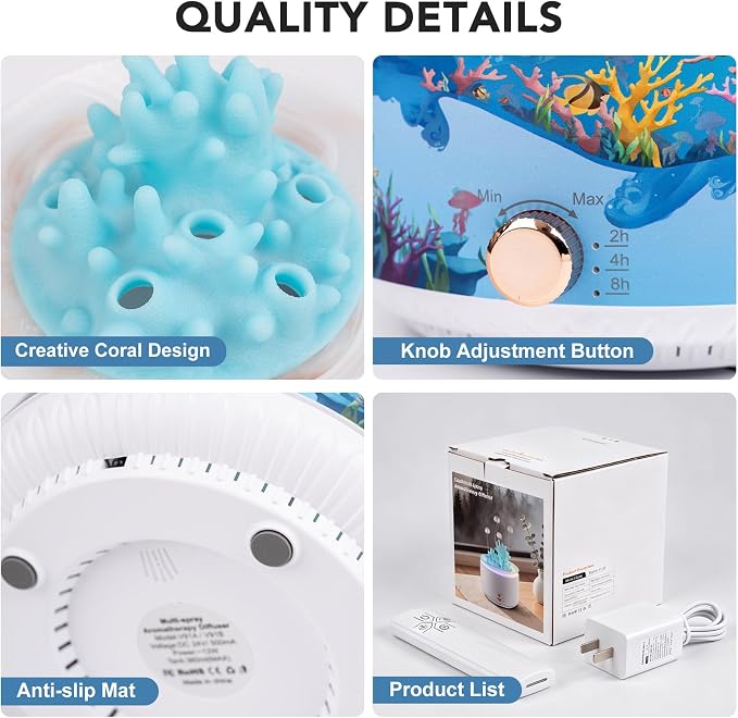 Essential Oil Diffuser 360ML，Jellyfish Diffuser Cool Mist Ultrasonic Aroma Aromatherapy Diffuser with Remote Control 7 Light 2 Mist Mode for Home Bedroom Office Hotel (Blue)