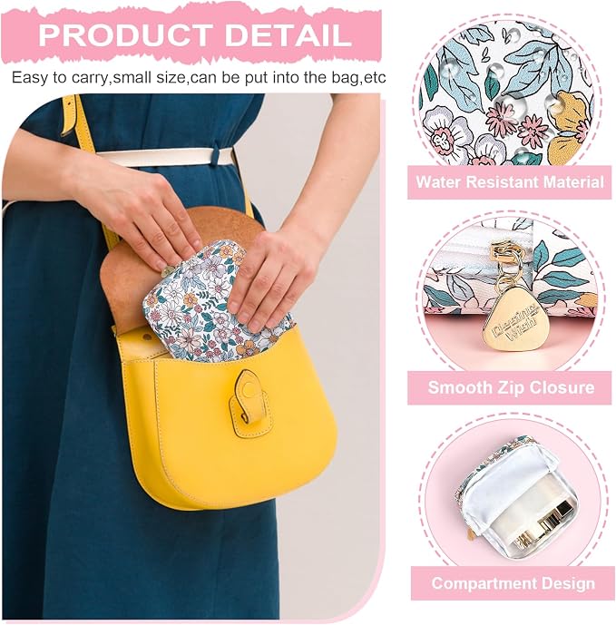 Sanitary Pad Storage Bag Portable Period Bag for Teen Pads/Sanitary Napkins/Small Tampons, Sanitary Napkin Storage Bag First Period Gifts for Teen Girls (Love Graffiti)