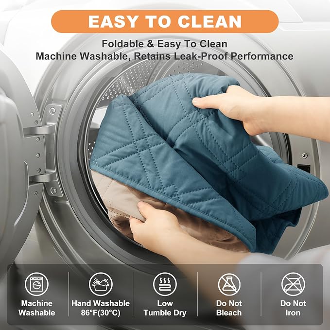 100% Waterproof Washable Dog Blanket，Gray Blue+Apricote 35"x71" | ,7-Layer Reversible Couch Covers for Dogs Met for Sofa Furniture Car Camping