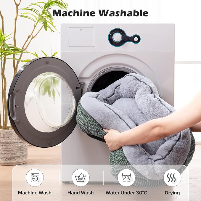 Small Dog Bed Washable Orthopedic Calming Warming Durable Pet Bed with Anti-Slip Bottom
