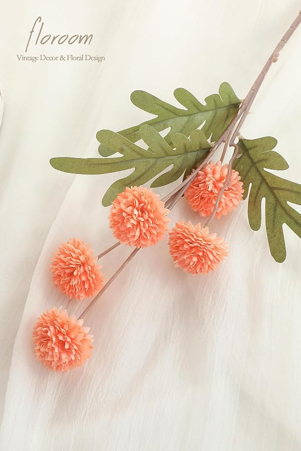 5pcs Coral Pink Faux Silk Mums Artificial Flowers, Bulk Fake Small Mini Chrysanthemums with Stems for DIY Wedding Centerpieces Floral Arrangements Vase Fillers Home Decorations