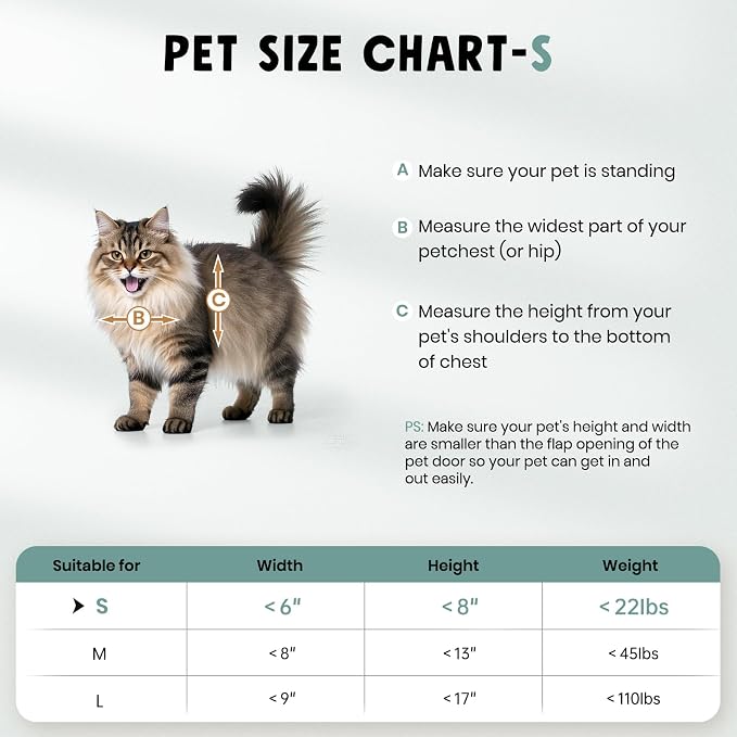 3-Flap Small Cat Door for Door, All Aluminum Doggy Door for Exterior | Insulated Flap, Thermal Insulation, Energy Efficient, Durable Rust Resistant, Closing Panel, Safety Locks, Pets Up to 22lb