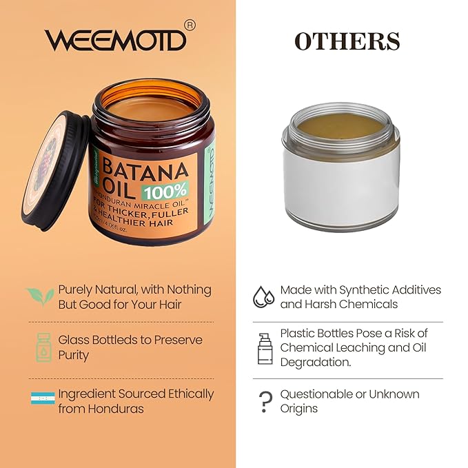 Batana Oil for Hair Growth Dr Sebi, 100% Raw Organic Batana Hair Mask from Honduras, Wild Growth Hair Oil, Scalp Oil Promotes Hair Thickness, Prevents Loss for Men & Women (4.06 Fl Oz, Nutmeg)