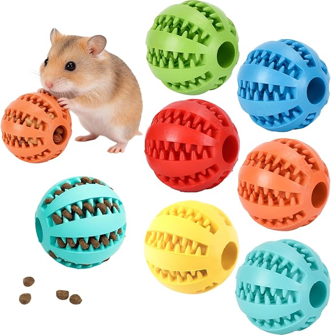 6PCS Hamster Foraging Ball Toy Puzzle, Hamster Treat Ball for Teething for Guinea Pig Rabbit and Small Animal