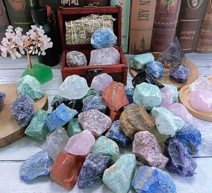 LAIDANLA Lapis Lazuli 2" Natural Rough Stones Crystal Large Raw Crystals Bulk Healing Gemstones for Reiki Healing Tumbling Fountain Rocks Wire Wrapping Decoration 4PCS 0.55lb