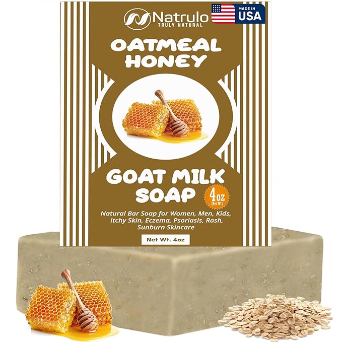 Cactus Honey & Oats Goat's Milk Soap Bar 4 oz – Natural Bar Soap for Women, Men, Kids, Itchy Skin, Eczema, Psoriasis, Rash, Sunburn Skincare – Calming Colloidal Oatmeal Face Cleanser & Body Wash