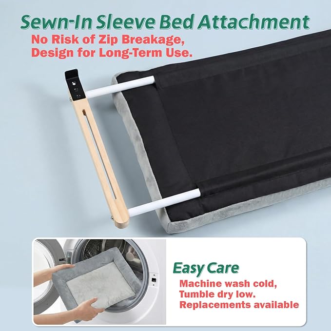 Zakkart Cat Perch for Window Sill with Bolster - Orthopedic Hammock Design with Premium Hardwood & Robust Metal Frame - Cat Window Seat for Large Cats - Natural Color Wood Brown Bed, 26.4''W