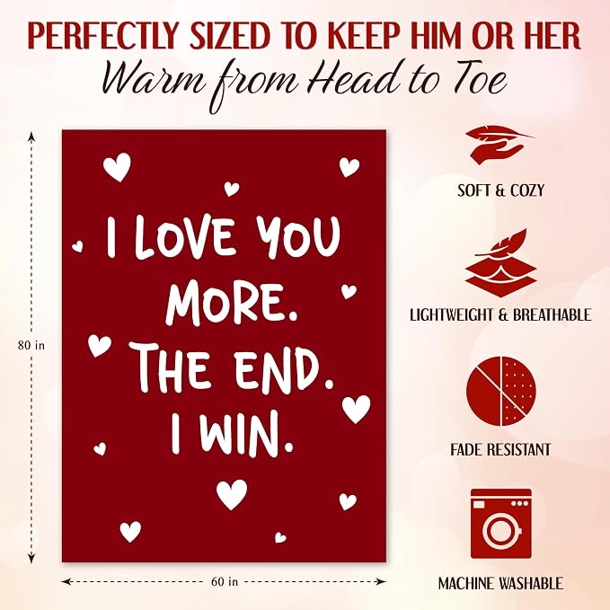 WRAPIX Anniversary Wedding Gifts for Him Her - Throw Blanket 60x80 in | Birthday Gifts for Couple Wife Husband Girlfriend Boyfriend, Fleece Throw for Couch Bed, Machine Washable, Warm, Lightweight