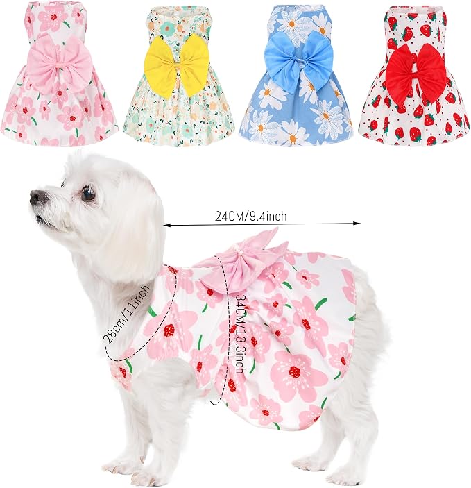 choyaxo 4pcs Cute Dog Dress Pet Dress Puppy Skirt Summer Pet Clothes for Puppy Small Cats