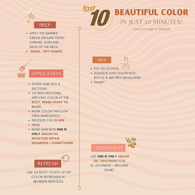One 'N Only Fast 10 Permanent Hair Color Kit - Hair Dye for Women with Argan Oil to Maintain Moisture Balance - Advanced Micro-Pigments for Natural Tones (6CA Caramel Dark Blonde)