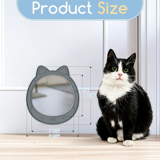 Large Cat Door Interior Door, No-Flap Pet Door for Cats Up to 22 lbs(Gray)
