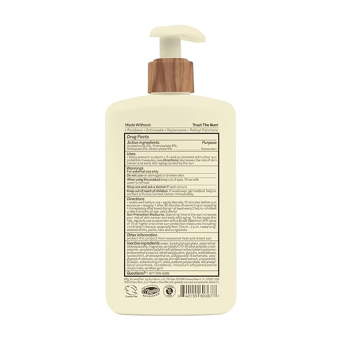 Sun Bum Daily SPF 50 Sunscreen Body Lotion - Broad Spectrum Moisturizing Sunscreen with Vitamin E - Vegan and Hawaii 104 Act Compliant (Without Octinoxate & Oxybenzone) - Dermatologist Tested - 8 oz