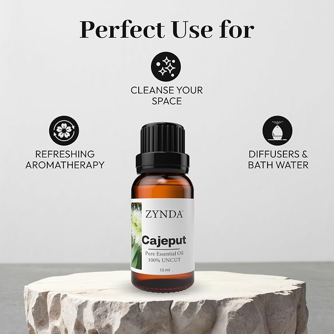 Cajeput Essential Oil - 100% Pure & Natural | Uncut Therapeutic Grade | Fresh & Invigorating Aroma | Lab Tested Organic Essential Oils for Skin, Aromatherapy, Massage, and Diffuser - 10ml