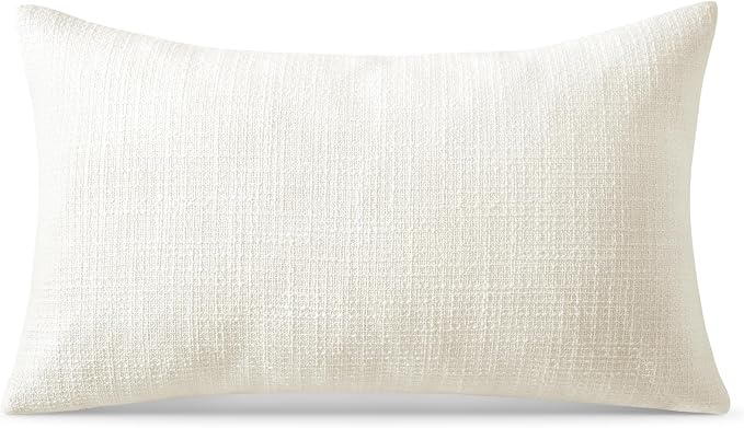 OTOSTAR Linen Throw Pillow Cover Set of 1 Decorative Lumbar Pillowcases Cushion Covers 16x24 Inch for Home Decor Sofa Bedroom Car 40 x 60CM Cream Beige