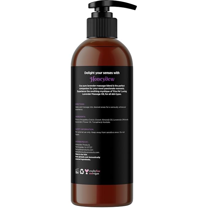 Tempting Lavender Massage Oil for Couples - Aromatherapy Sensual Massage Oil for Date Night with Lavender Essential Oil and Sweet Almond Oil - Vegan Non Greasy & Smooth Gliding Formula (8 Fl Oz)