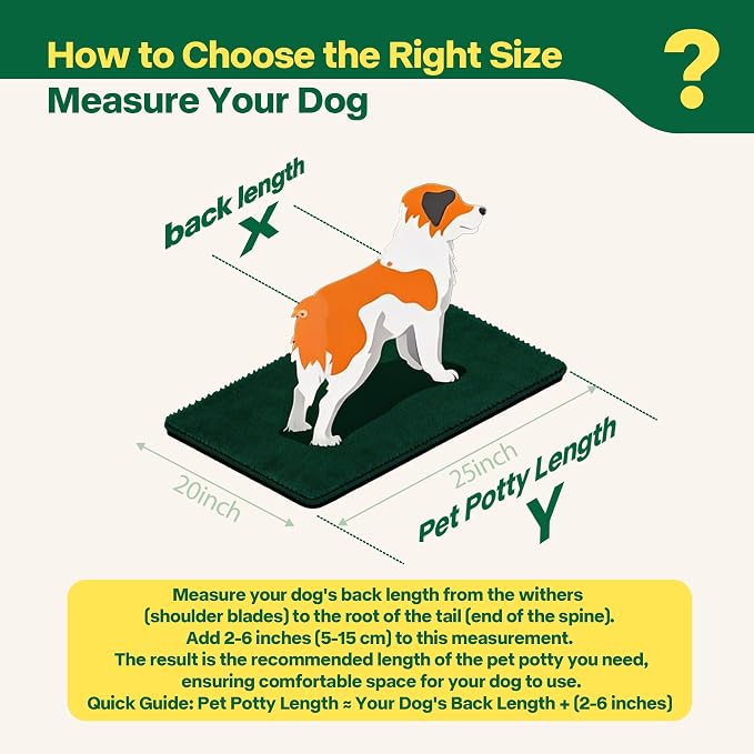 Pawise Dog Grass Pad with Tray, Artificial Turf PuppyPorch Potty Pad,20x25 | Indoor outdoor potty training, includes free garbage bags, 20x25 inches