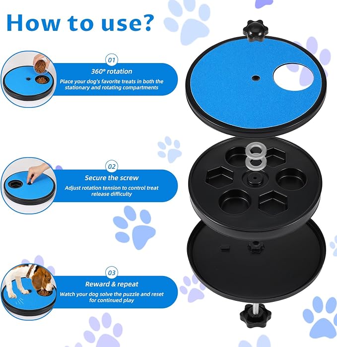 Grevosea Dog Nail Scratch Board, 3 in 1 Dog Scratch Board Rotatable Round Pad for Nails with Treat Box Dogs Nail File Toy Scratching Boards for Dogs Shorten Dog’s Side Nails Easier
