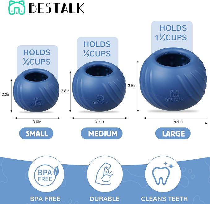 Long-Lasting Dog Lick Toy, Wobbly Dog Enrichment Lick Bowl to Keep Dogs Busy, Interactive Stuffable Dog Treat Feeder for Boredom, Silicone Treat Dispensing Chew Toy(Dark Blue,L)