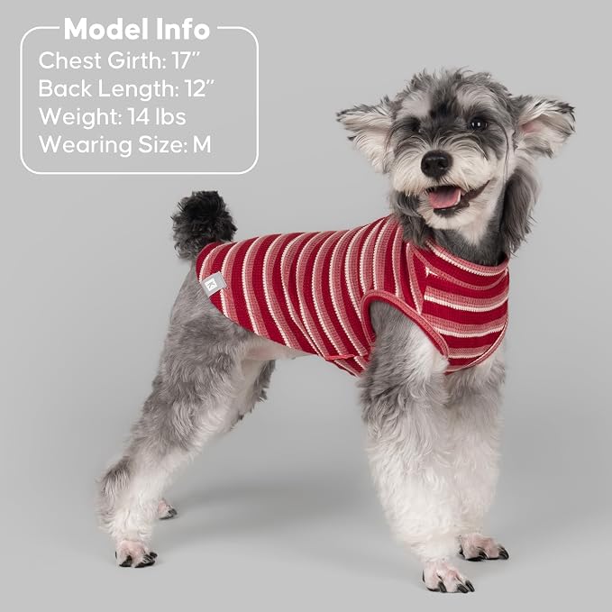 KYEESE 2Pack Waffle Dog Shirt for Small Dogs Striped Dog Sweater Tank Top | Cozy Warmth, Lightweight & Breathable, Gentle on Sensitive Skin, Stretchy & Free to Move, Comfortable Daily Wear