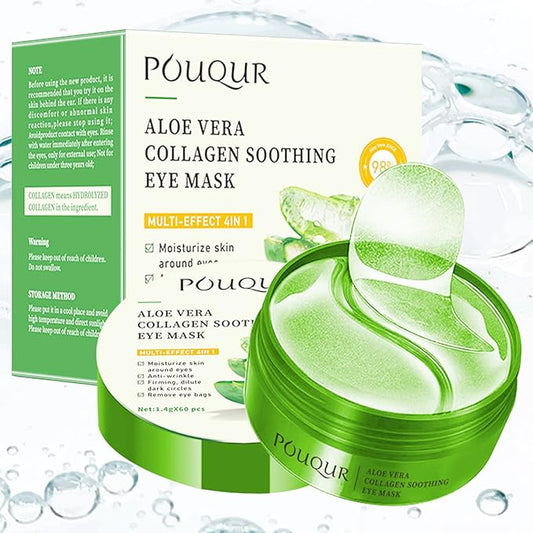 wishin Under Eye Patch - Eye Mask with Hydrating Gel | Dark Circles & Puffiness, Wrinkles & Bags | Natural Aloe Vera + Collagen - Adult Sleep SkinCare, 60Pcs (Aloe)