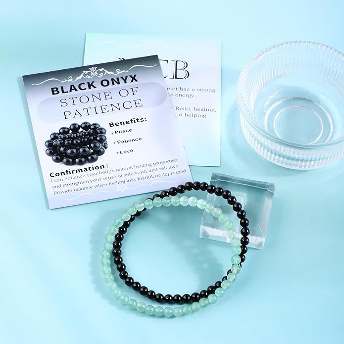 NCB 2.3-Piece 4mm Natural Crystal Gemstone Stretch Bracelets – Handmade Reiki Energy Healing Jewelry for Meditation,Yoga, Unisex