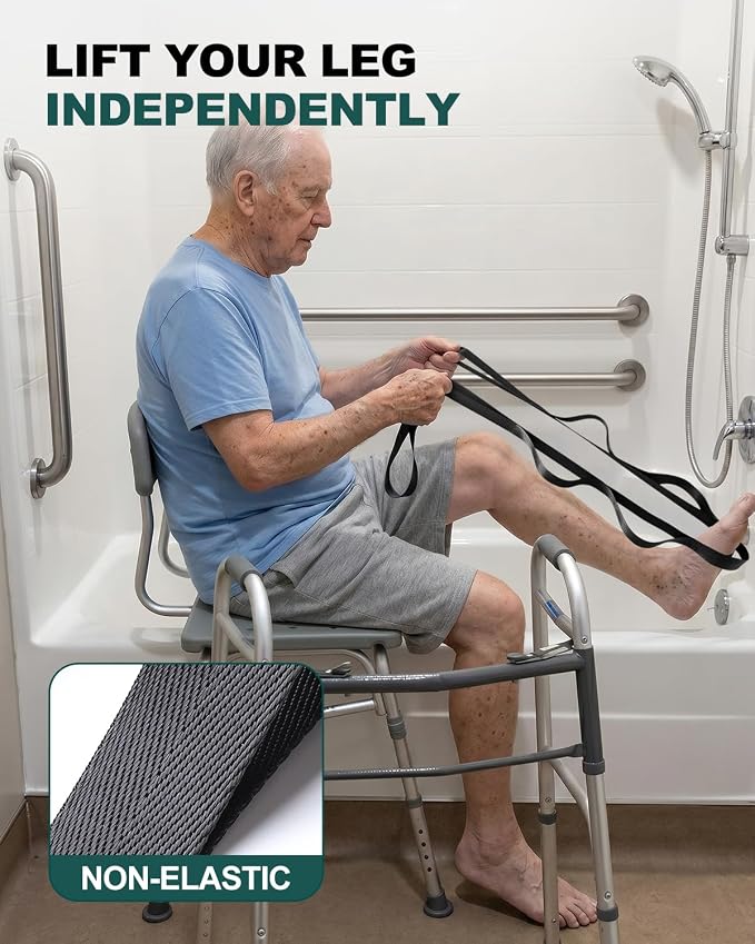 Trideer Non-Elastic Stretching Strap with Loops for Physical Therapy & Rehab, Knee Hip Leg ROM Post-Surgery, Yoga Strap for Stretching, Leg Lifter Strap Mobility Aid, Hamstring Calf Back