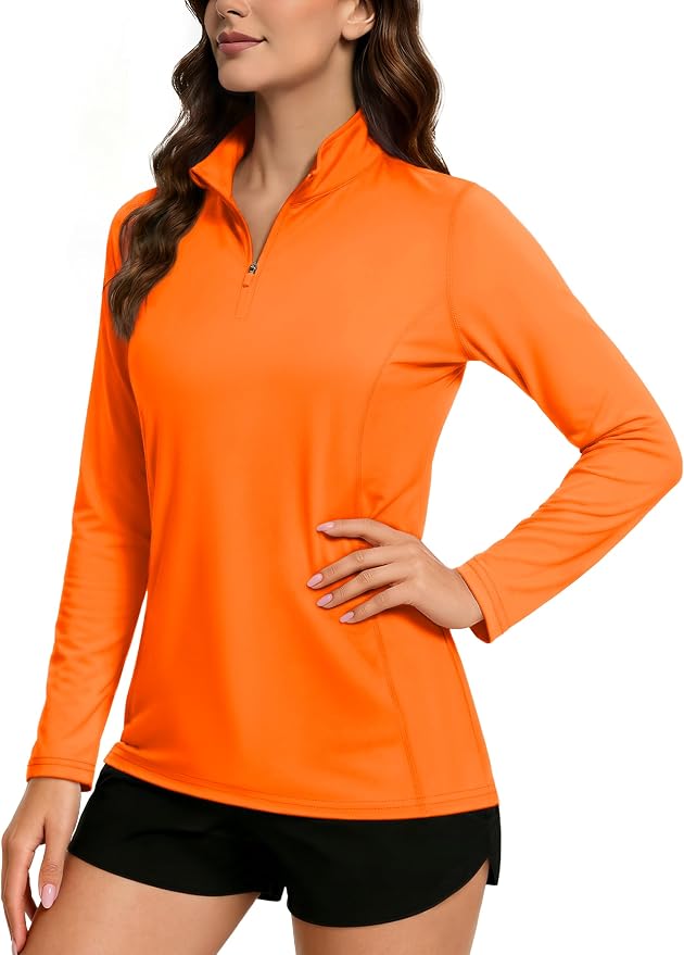 TACVASEN Women's Quarter Zip Pullover Golf Shirts UPF 50+ Long Sleeve Sun Shirts UV Protection Workout Tops