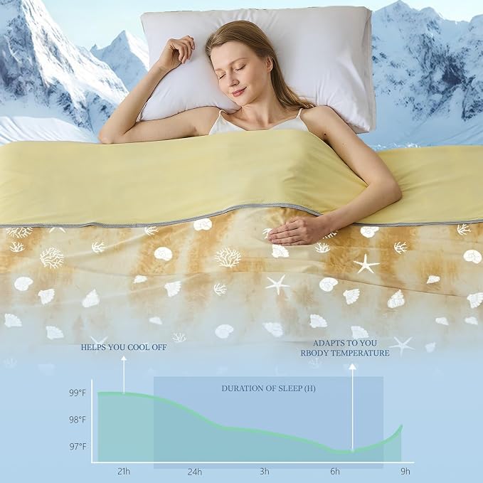 Cooling Blanket King Size (90"x108"), Double Sided Ice Cold Blanket for Hot Sleepers, Transfer Heat to Keep Cool, Soft Lightweight for Night Sweats, Bed & Couch, Ocean Design