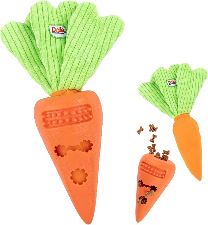 Dog Puzzle Toy with Crinkle Squeak Insert, Dog Enrichment Toys, Carrot Dog Treat Toy, Great Mental Stimulation for Dogs