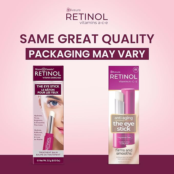 LIVAURA Retinol Anti-Aging Eye Stick – Treatment Balm – Your Beauty Secret for Younger Looking Eyes – Hydrates, Brightens, and Smooths Fine Lines – Vitamin A, C and E Minimizes Aging Effect on Eyes