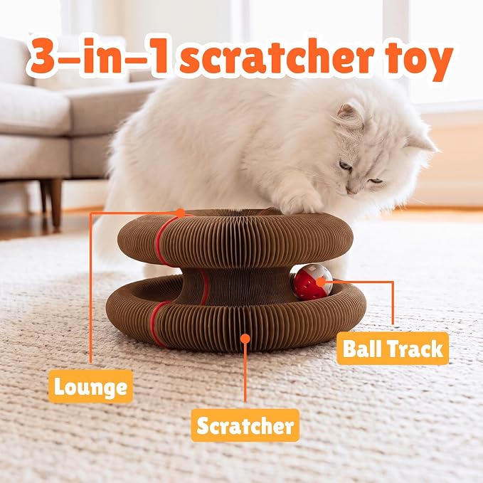 KITTY KURLZ Interactive Cat Toy & Cardboard Cat Scratcher