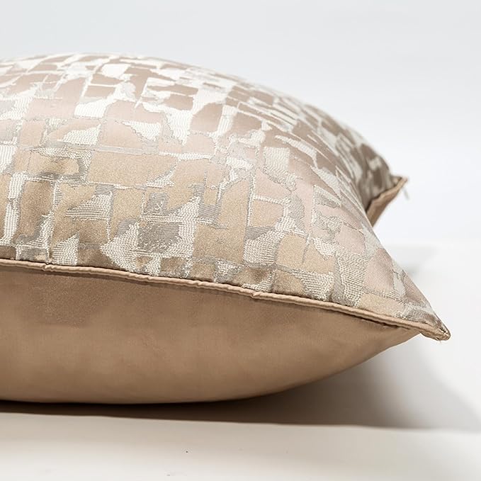 vctops Gold Decorative Luxurious Throw Pillow Covers Jacquard Square Cushion Cases Pillowcase for Bed Sofa Couch Chair Car Home Decor (Brown A,18"x18")