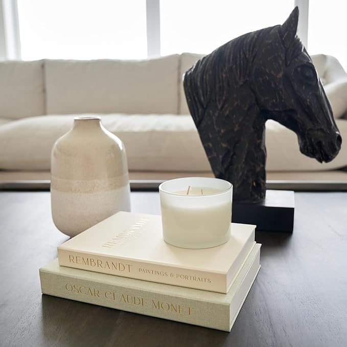 ZICOTO Set of 2 Beautiful Decorative Linen Books - Aesthetic Faux/Fake Books for Modern Home Decoration on Coffee Table, Bookshelf or Mantel - Stylish Keepsake Box and Photo Storage Solution