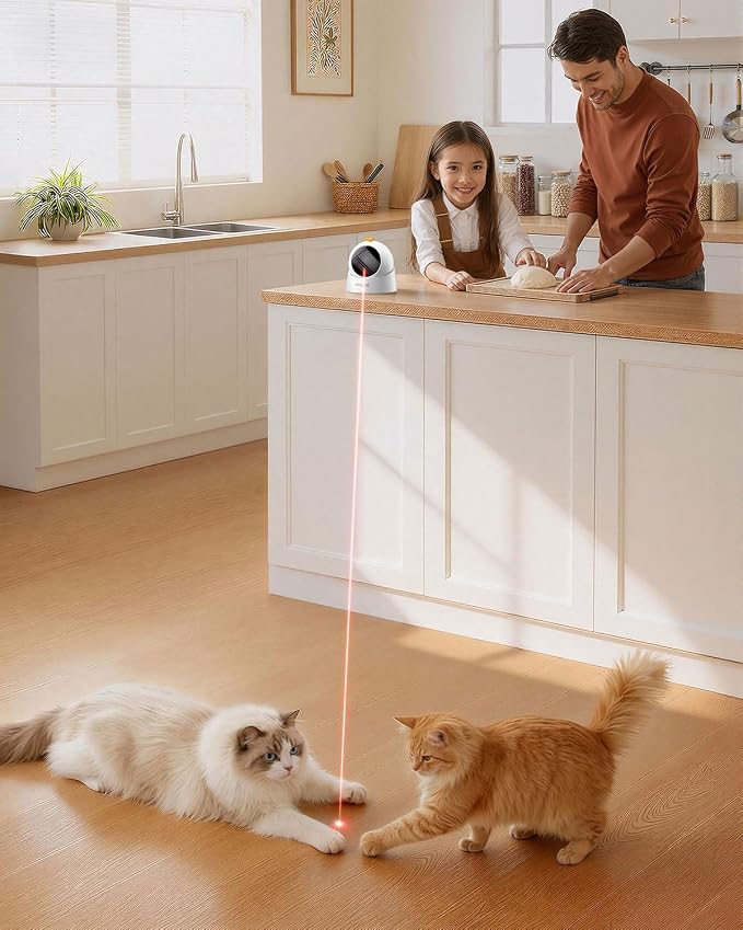 ROJECO Auto Laser Cat Toys for Indoor Cats,Upgraded Interactive Cat Toy with Magnetic Base,3 Speed Modes & Auto Sleep,Rechargeable Interactive Cat Toys for Bored Indoor