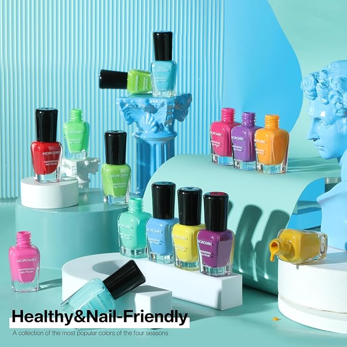 Morovan 15 Bright Color 0.27oz Air Quick Dry Nail Polish Gift Set for Women