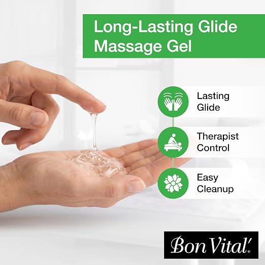Bon Vital' Naturale Massage Gel, 1/2 Gallon, Hypoallergenic & Paraben-Free, Natural Massage Lotion Alternative with Botanical Extracts, Lightweight & Non-Greasy Formula, for Sensitive Skin