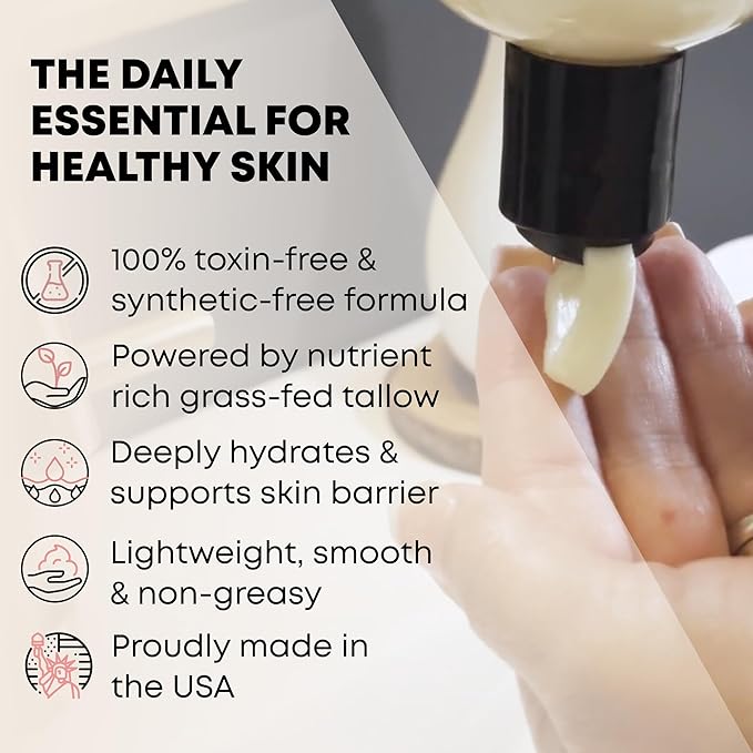 TALLOWRX Tallow Body Lotion – 100% Grass-Fed Beef Tallow for Skin, Face & Body – Pure & Organic Moisturizer with Jojoba Oil, Vitamin E (8 Fl Oz, Unscented)