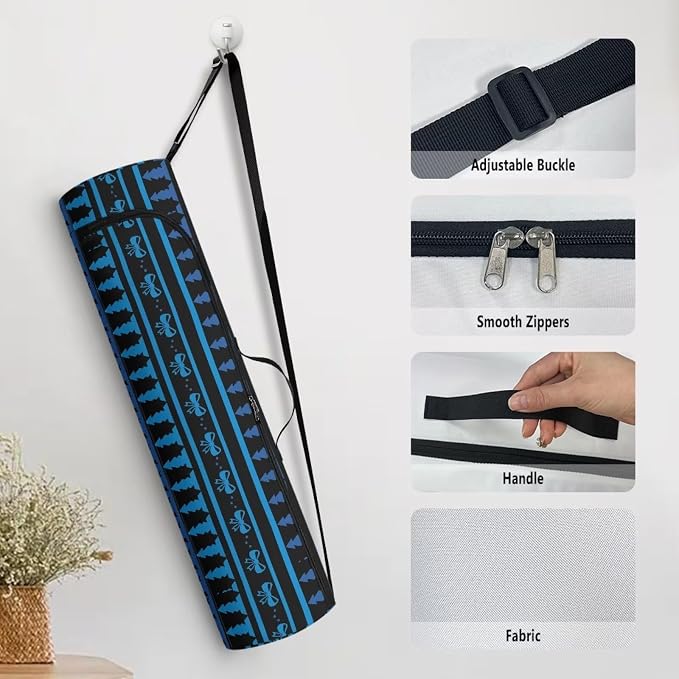 Yoga Mat Bag with Adjustable Shoulder Strap and Handle Zipper, 30in Wide x 6.3in Diameter for Yoga Mat Storage