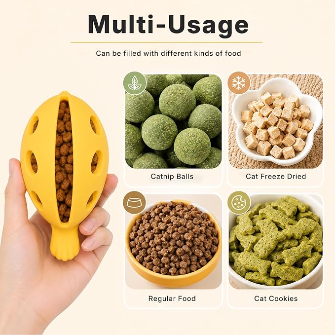 Cat Treat Puzzle Toy, Cat Puzzle Feeder with Refillable Catnip Ball